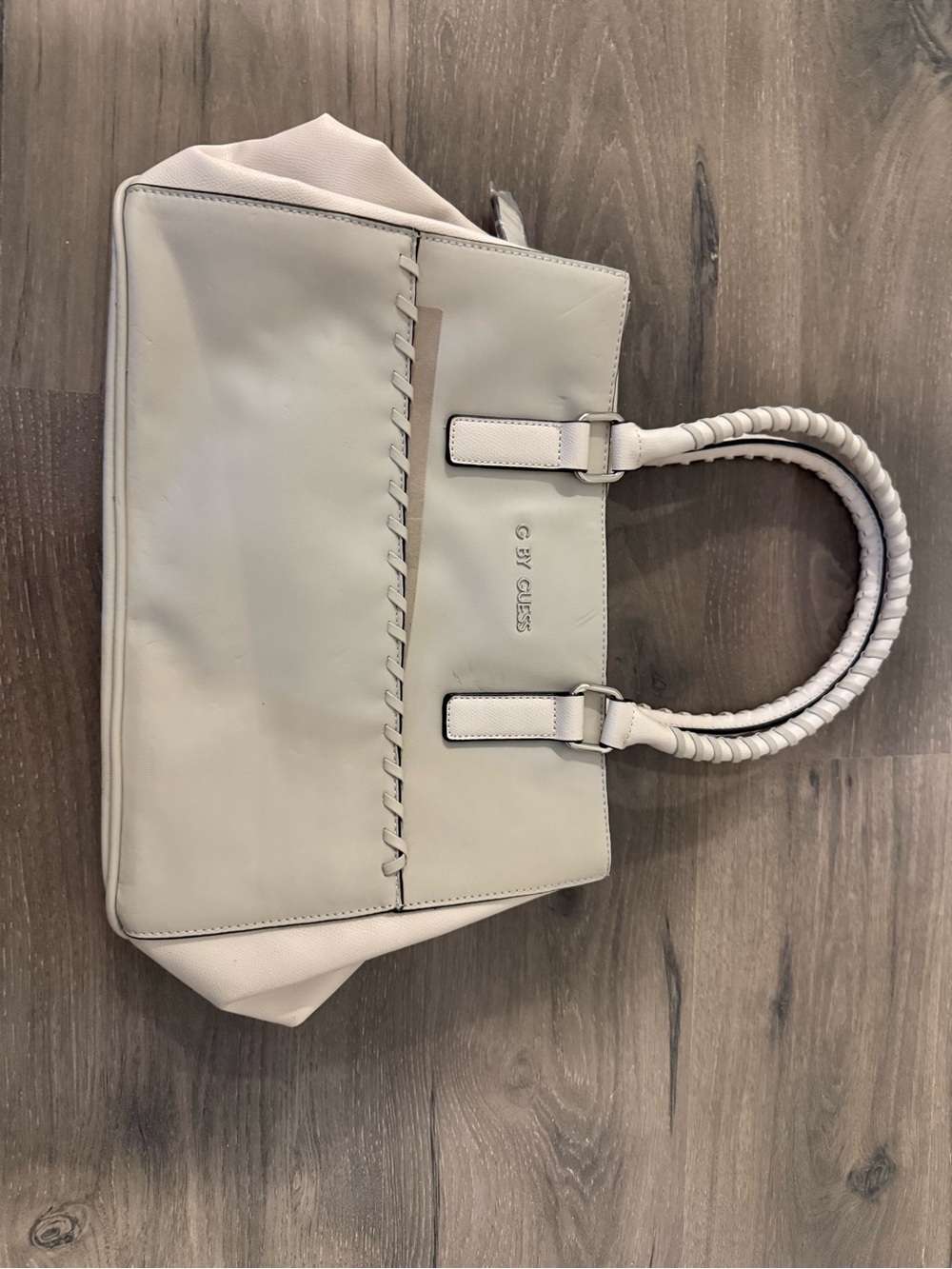 G by Guess Ivory Tote with Braided Handles